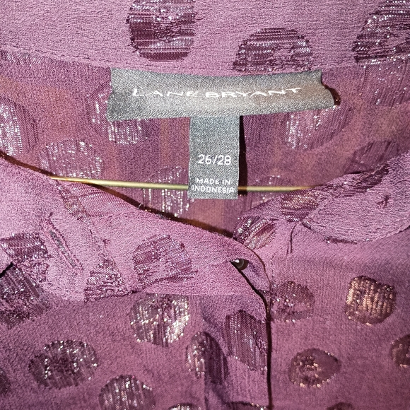 Lane Bryant size 26/28 plum purple sheer Long sleeve button down blouse - Picture 4 of 5
